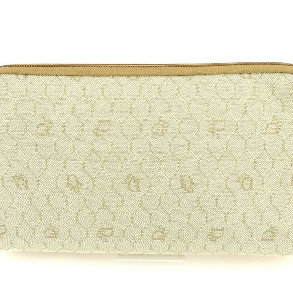 Authentic Dior clutch bag Logo Beige Brown Gold Women Men - Picture 2 of 8